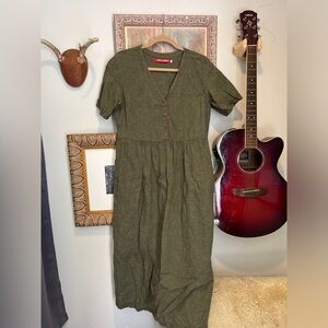 Green Pyne and Smith Linen Dress with pockets